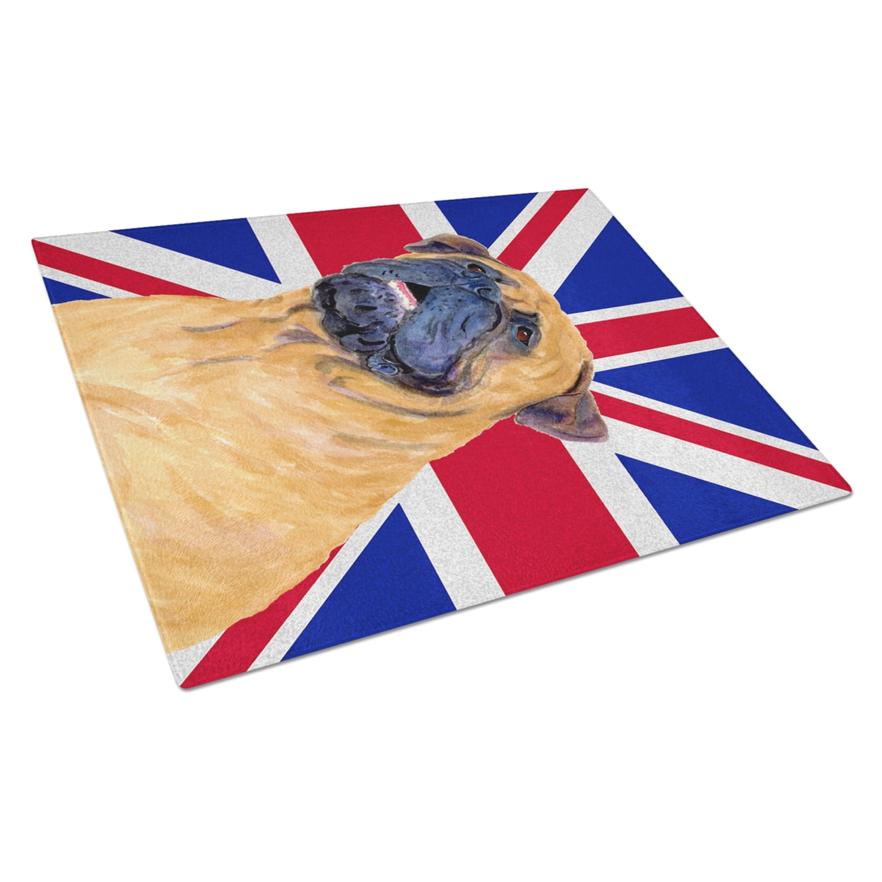Caroline's Treasures Bullmastiff with English Union Jack British Flag Glass Cutting Board Large Size
