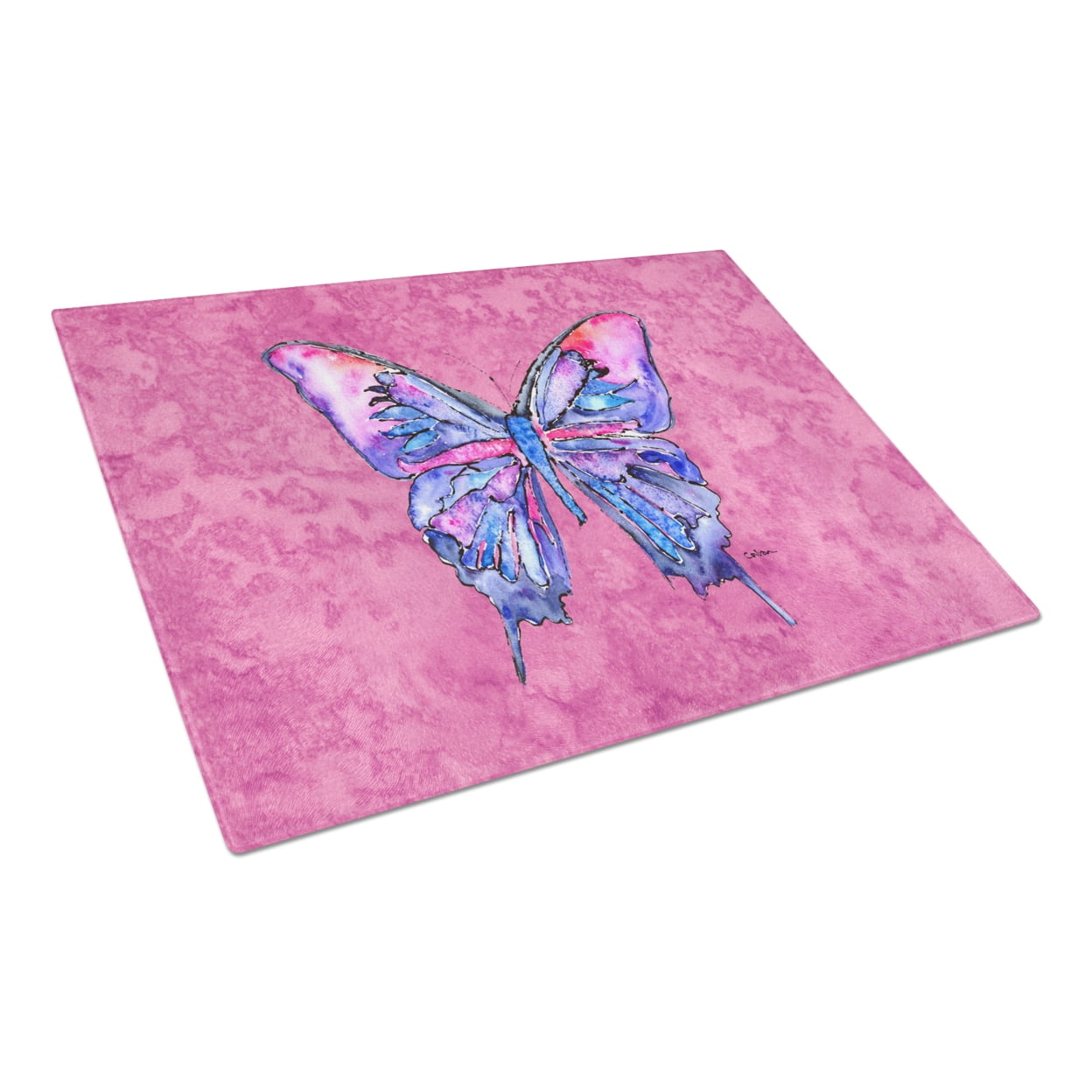 Caroline's Treasures Butterfly on Pink Glass Cutting Board Large