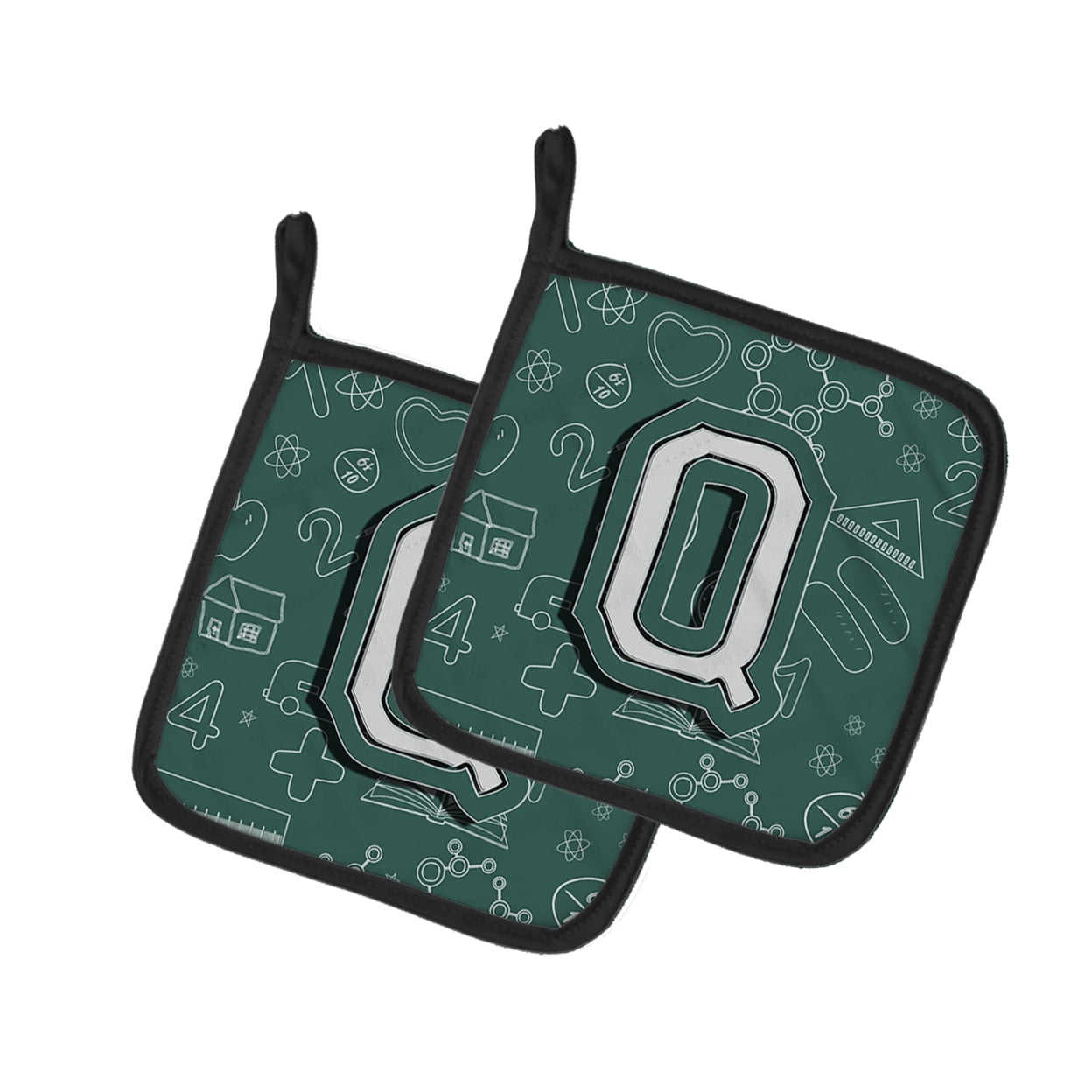 Caroline's Treasures CJ2010-QPTHD Letter Q Back to School Initial Pair of Pot Holders, 7.5HX7.5W, multicolor
