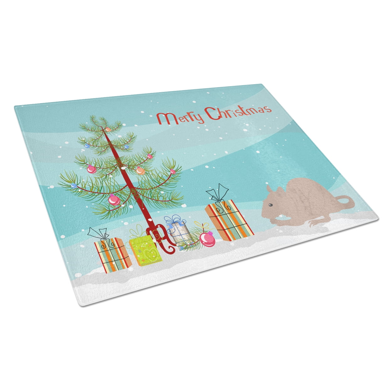 Caroline's Treasures CK4472LCB Fuzz Rat Merry Christmas Glass Cutting Board Large, 12H x 16W, multicolor