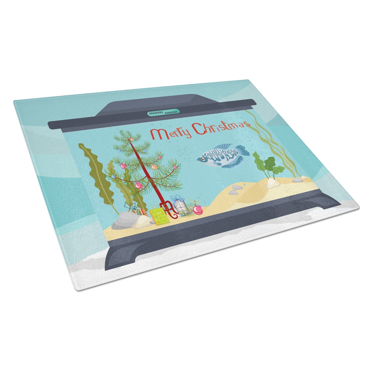 Caroline's Treasures CK4529LCB Opaline Gourami Merry Christmas Glass Cutting Board Large, 12H x 16W, multicolor