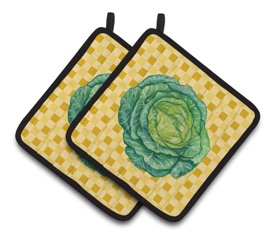 Caroline's Treasures Cabbage on Basketweave Pair of Pot Holders