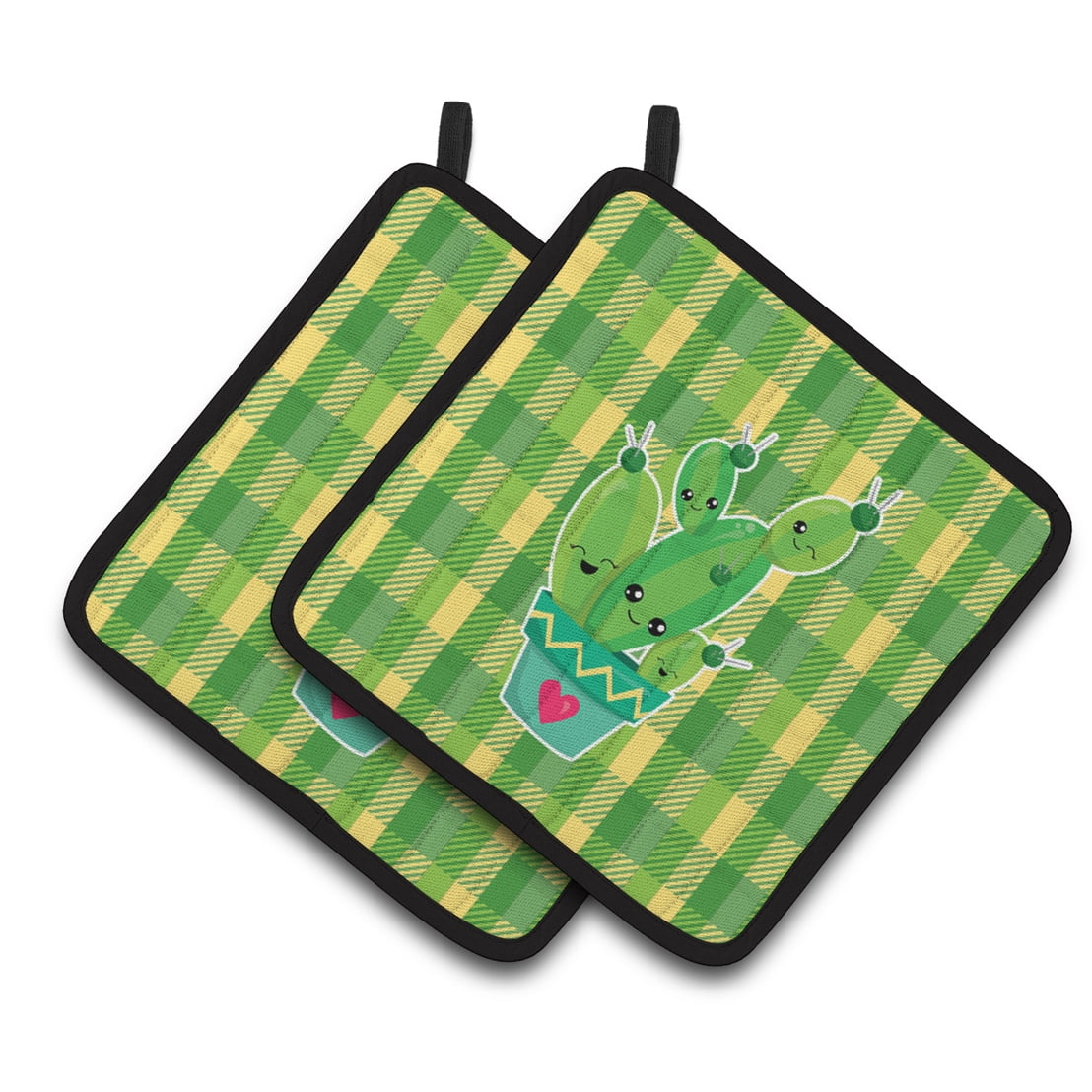 Cactus Striped Plaid Pair of Pot Holders