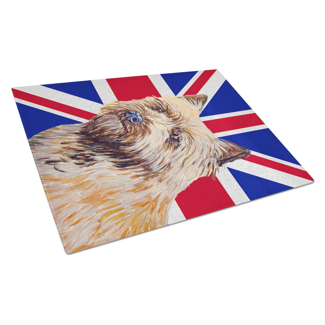 Caroline's Treasures Cairn Terrier with English Union Jack British Flag Glass Cutting Board Large Size