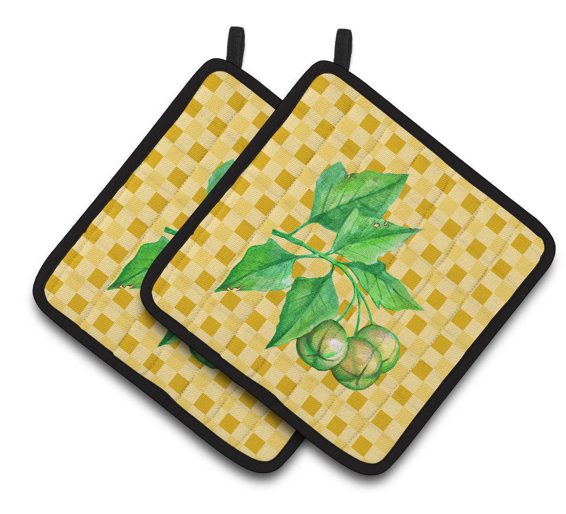 Caroline's Treasures Candlenut on Basketweave Pair of Pot Holders