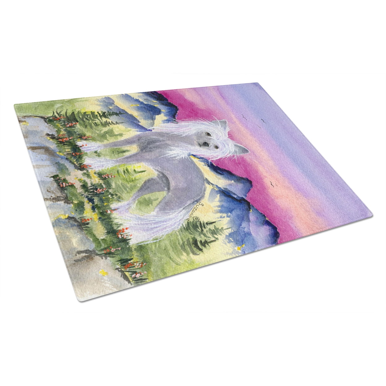 Caroline's Treasures Chinese Crested Glass Cutting Board Large