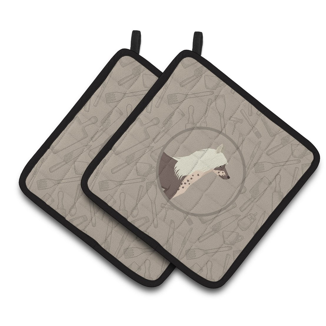 Chinese Crested In the Kitchen Pair of Pot Holders