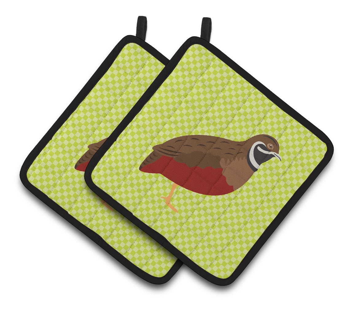 Caroline's Treasures Chinese Painted or King Quail Green Pair of Pot Holders