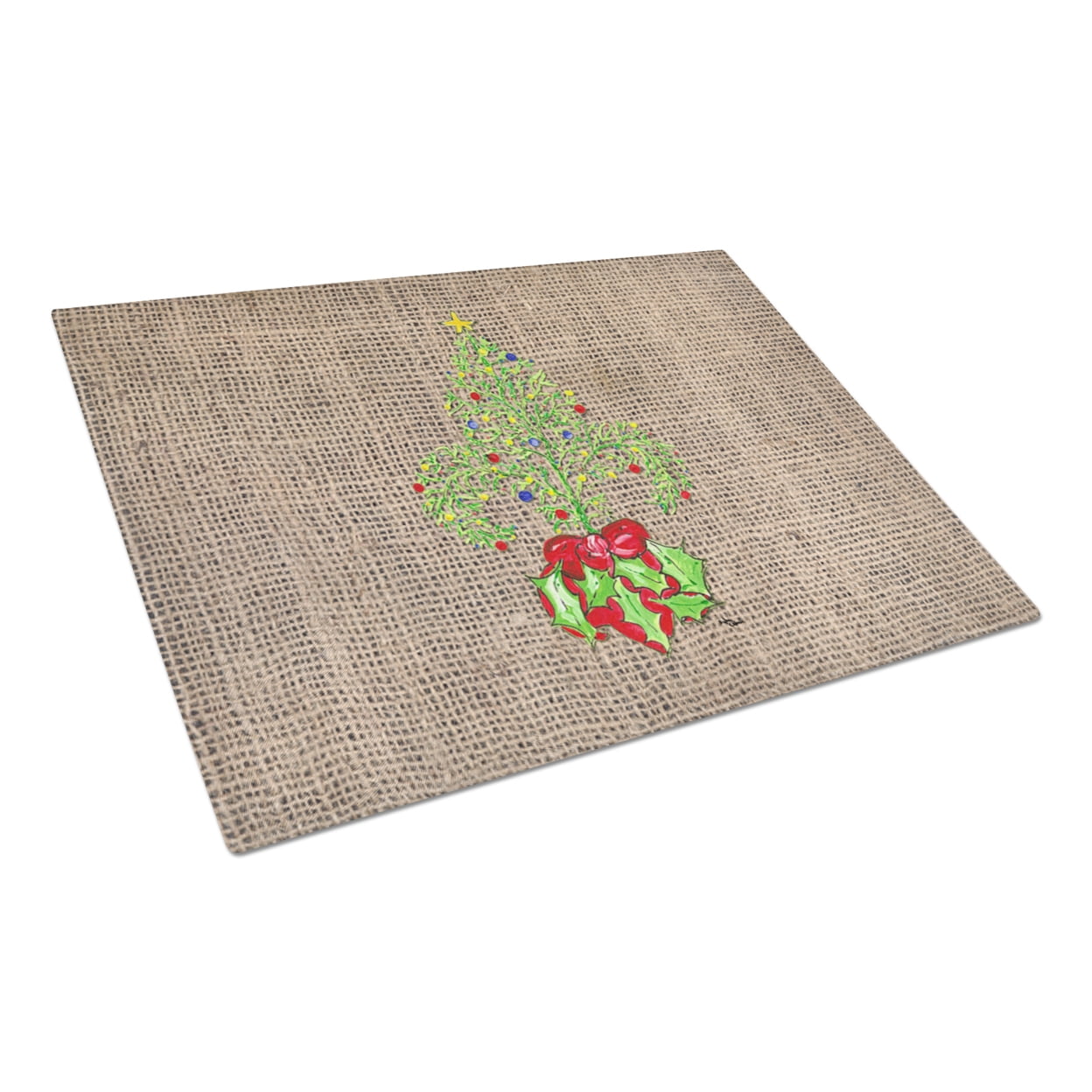 Christmas Tree Fleur de lis Glass Cutting Board Large