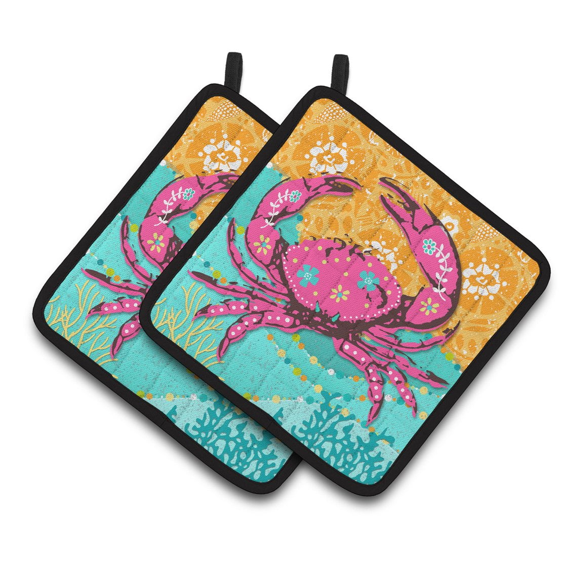 Coastal Pink Crab Pair of Pot Holders