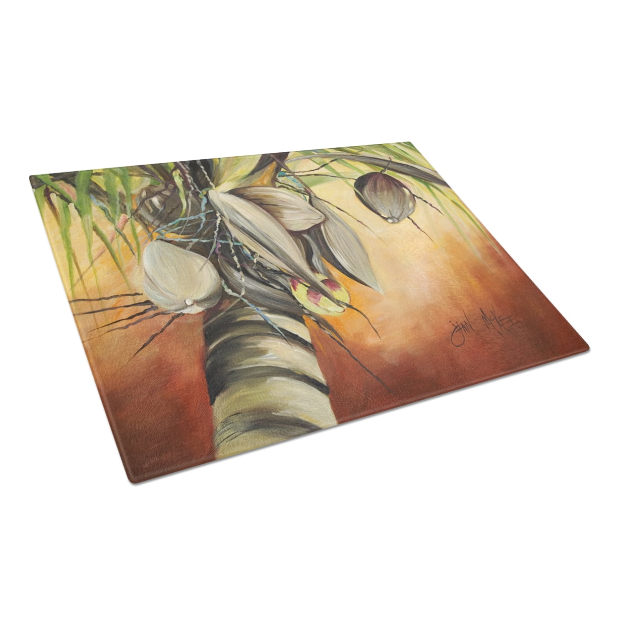Coconut Tree Glass Cutting Board Large