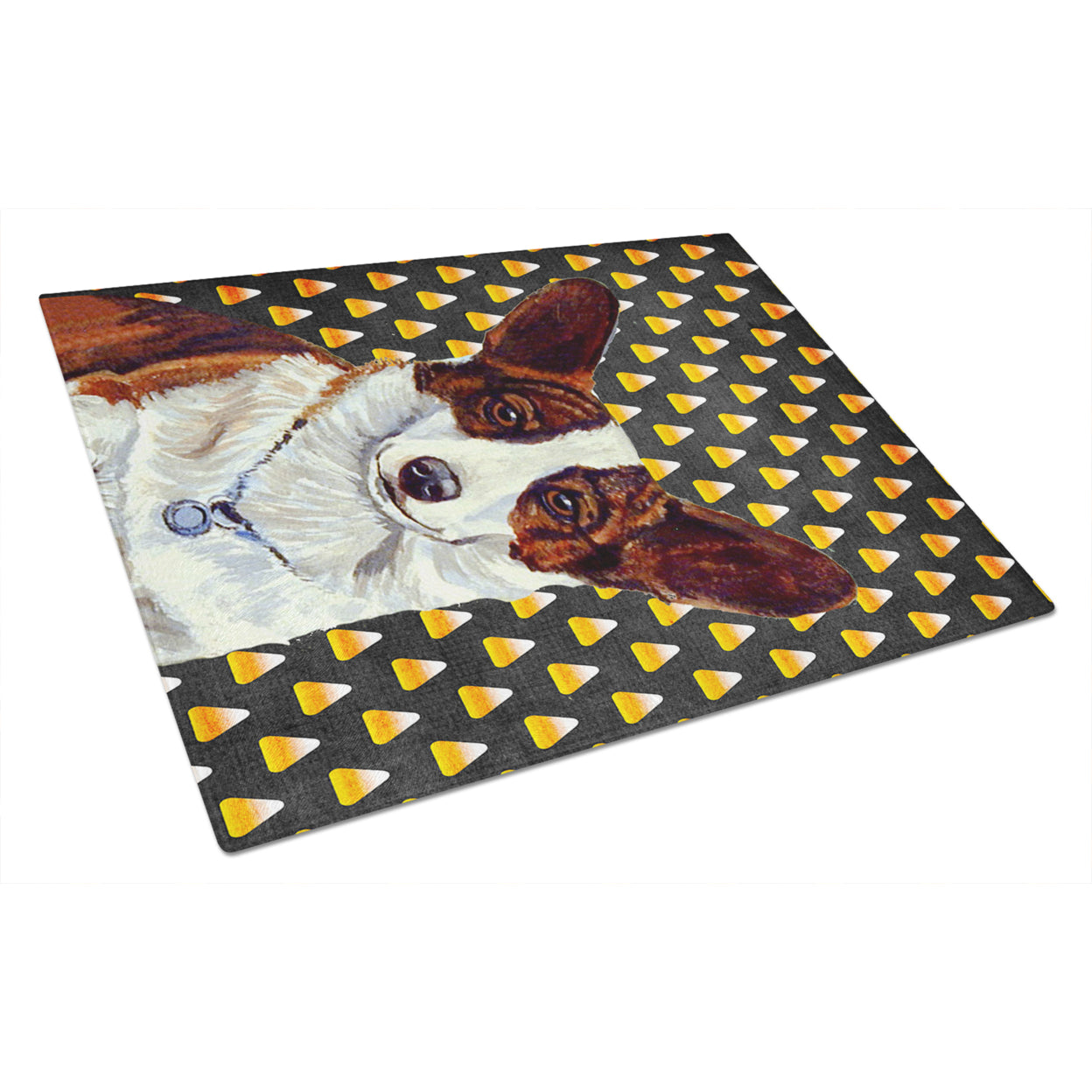 Caroline's Treasures Corgi Candy Corn Halloween Portrait Glass Cutting Board Large