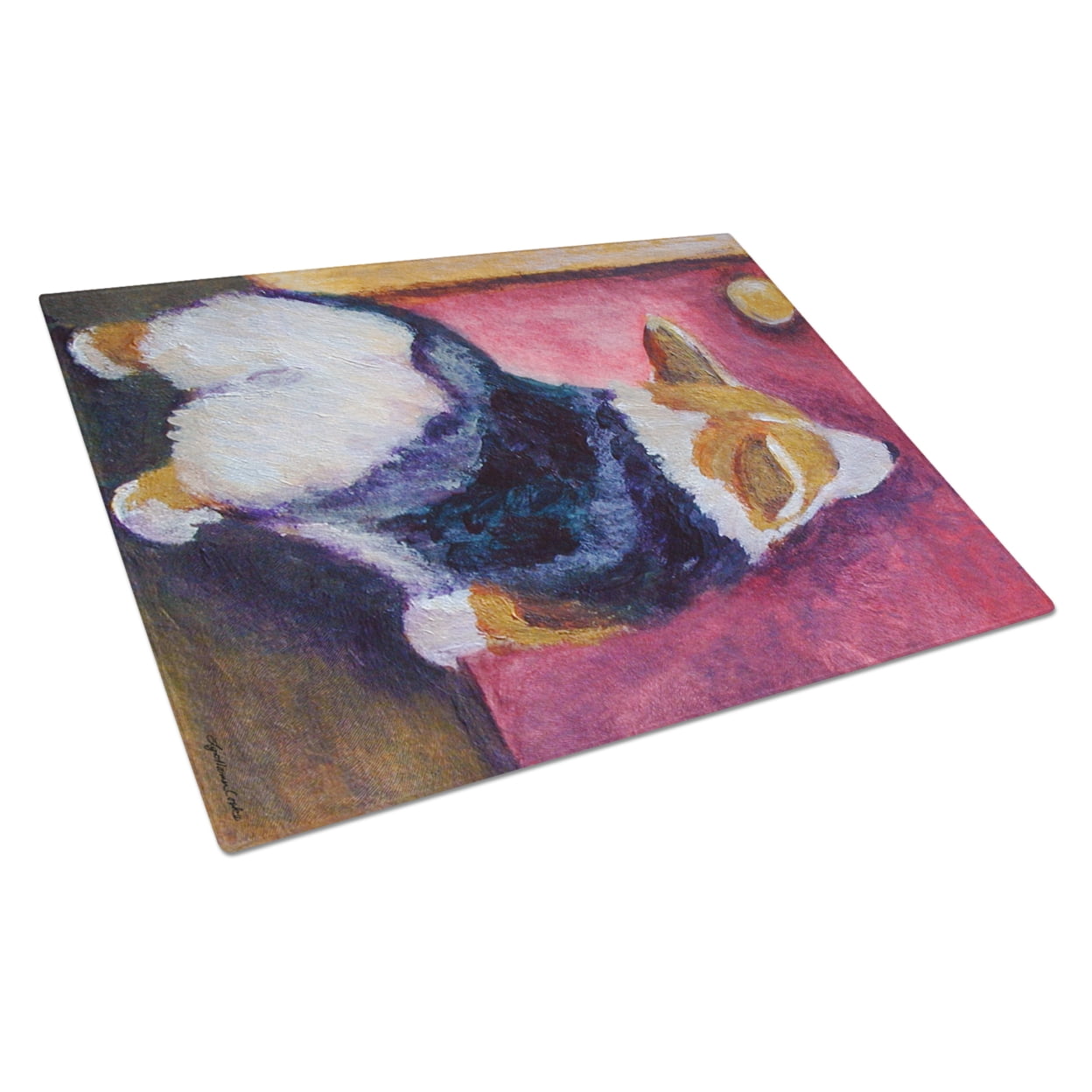 Caroline's Treasures Corgi Let me in Glass Cutting Board Large