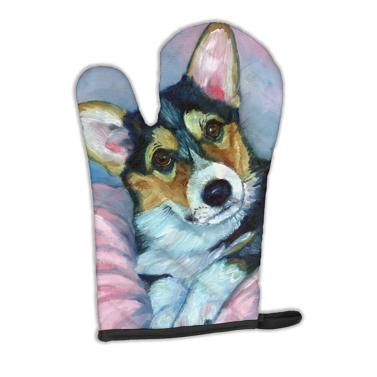 Corgi Puppy with pink blanket Oven Mitt