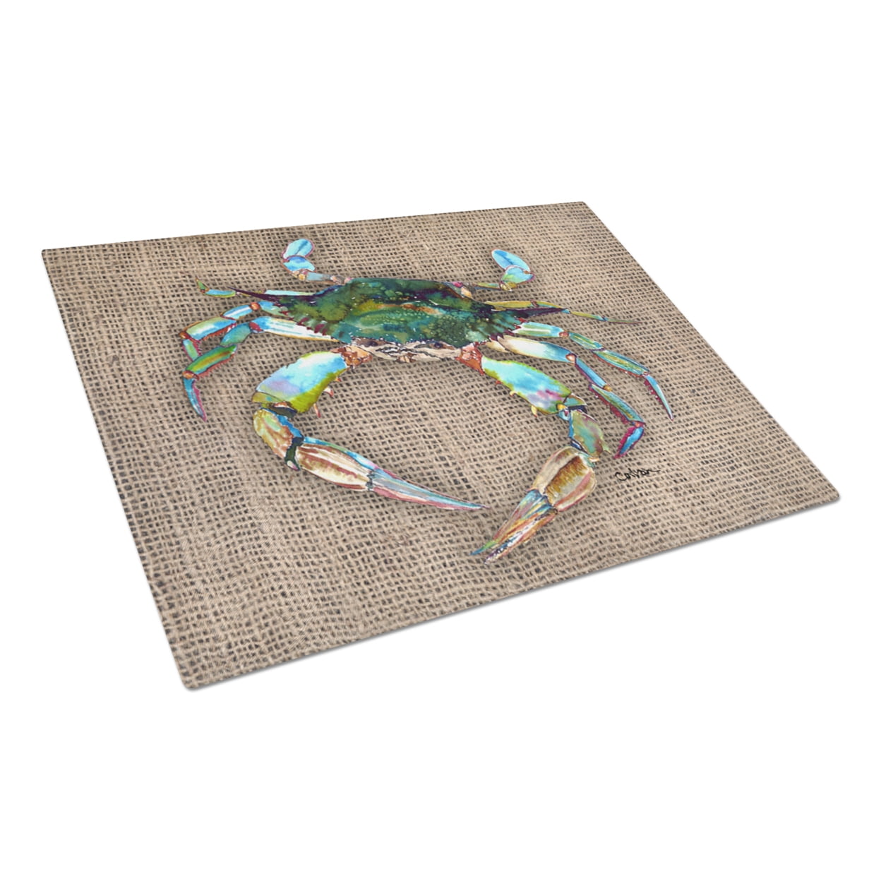 Caroline's Treasures Crab Glass Cutting Board Large