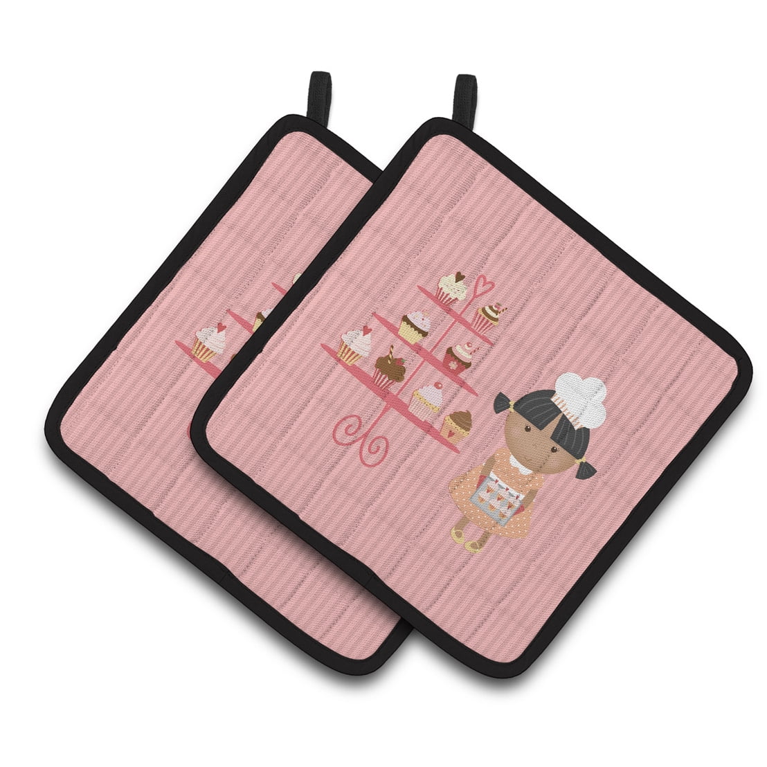 Caroline's Treasures Cupcake Baker African Pink Pair of Pot Holders