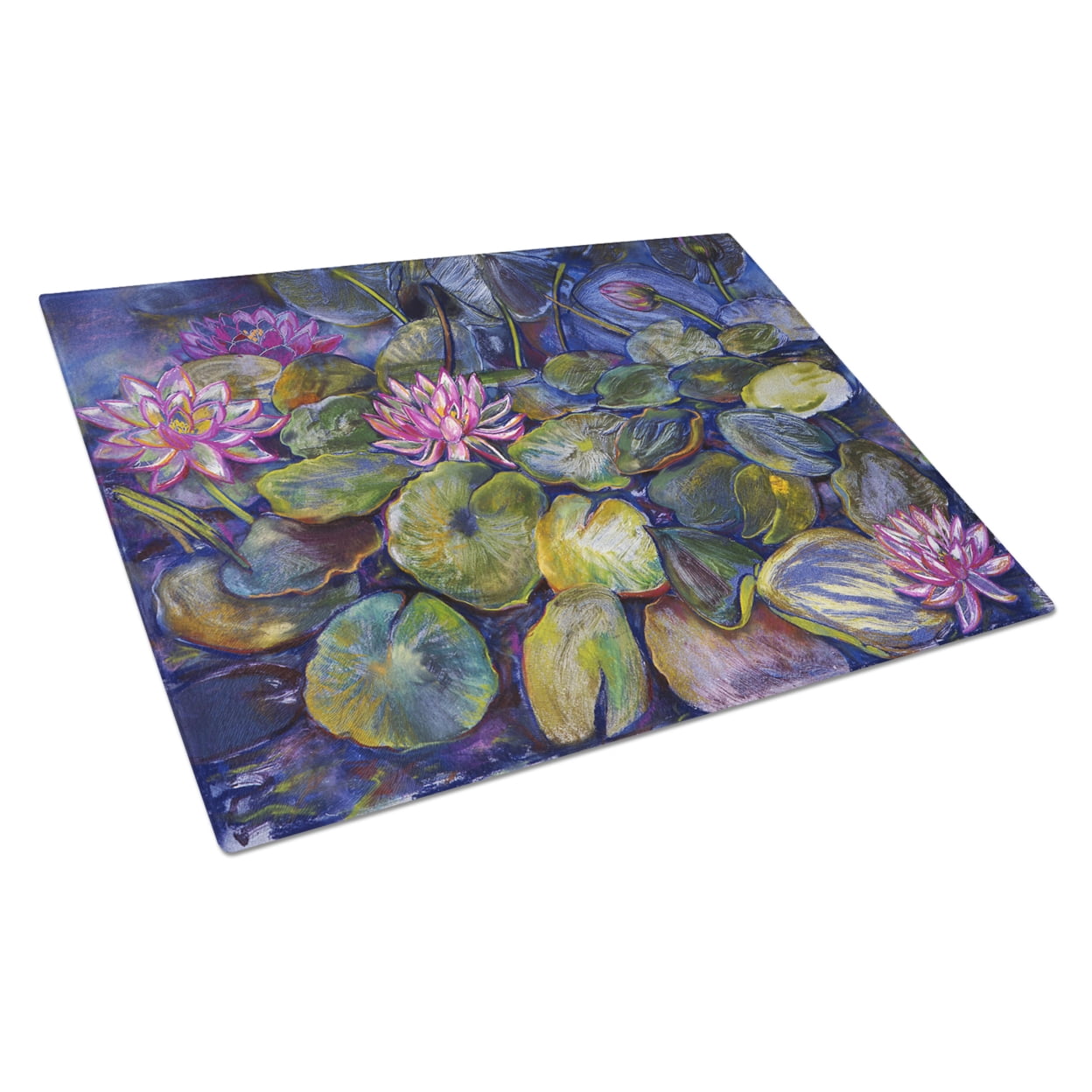 Waterlilies by Neil Drury Glass Cutting Board Large