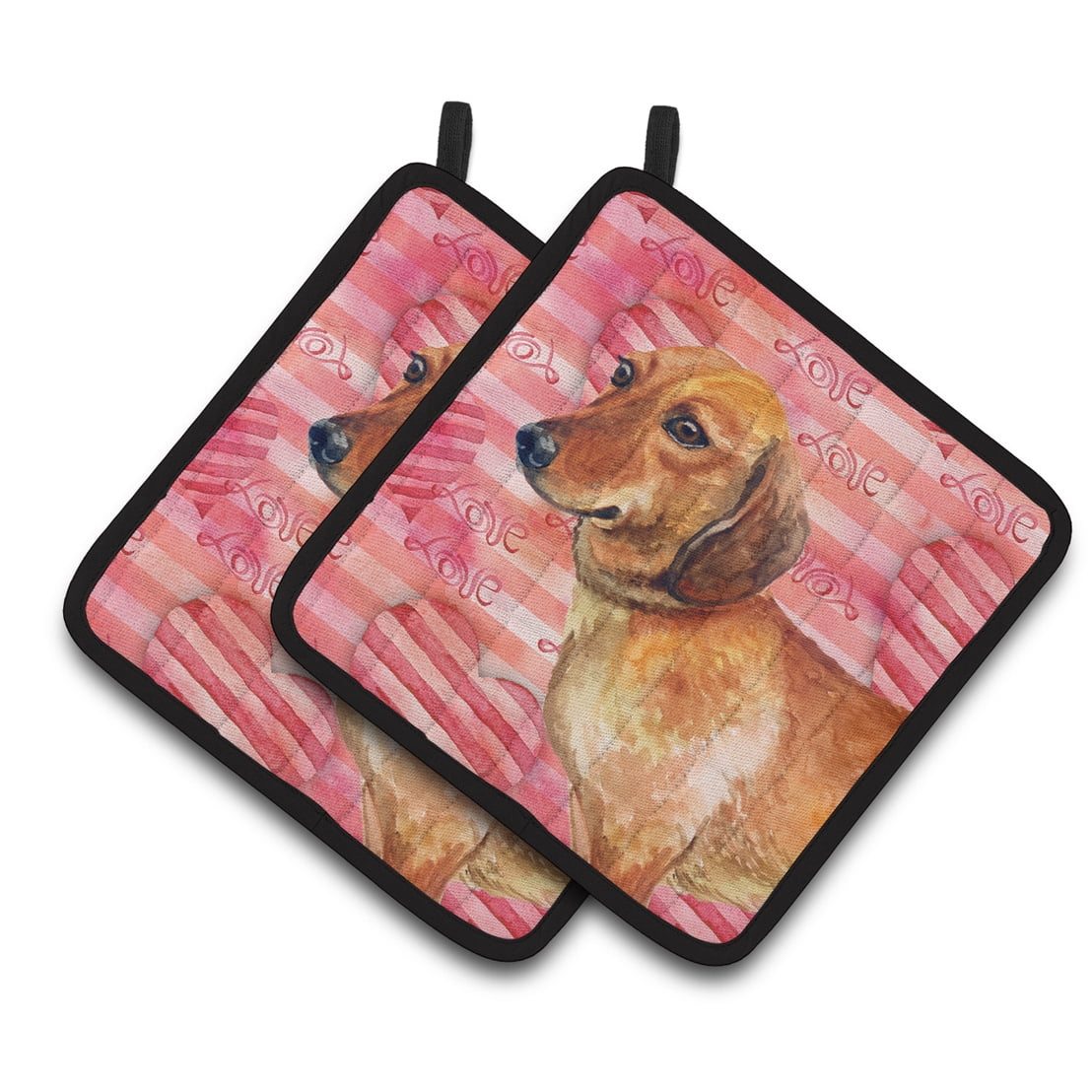 Caroline's Treasures Dachshund Love Pair of Pot Holders