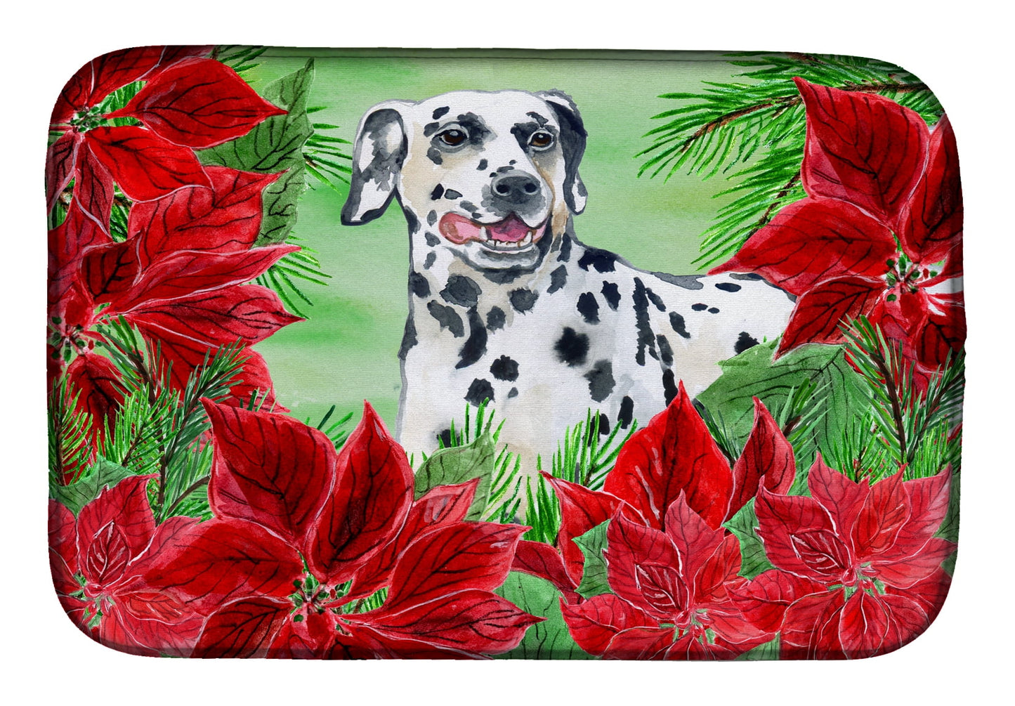 caroline's treasures dalmatian poinsettas dish drying mat