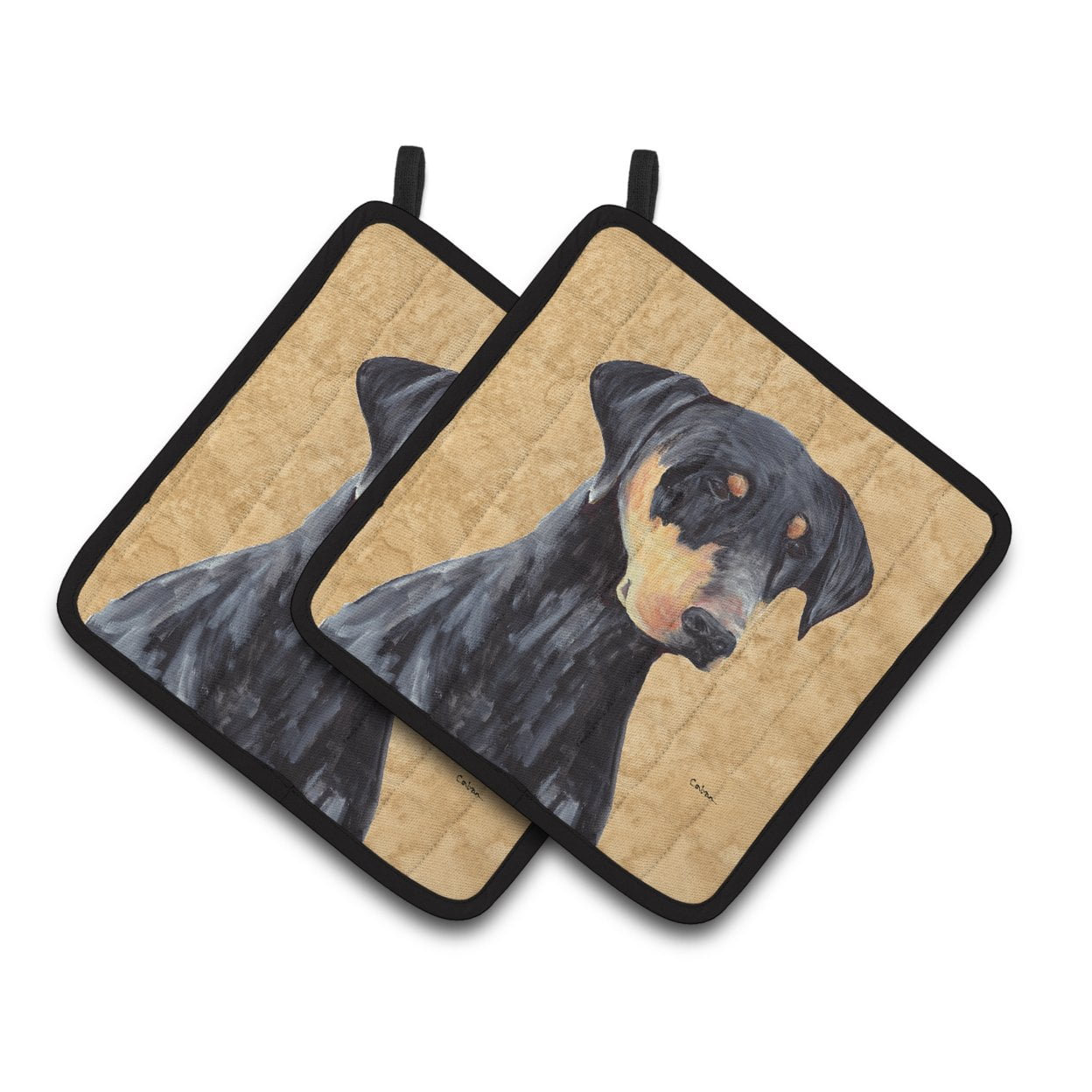 Caroline's Treasures Doberman Wipe your Paws Pair of Pot Holders