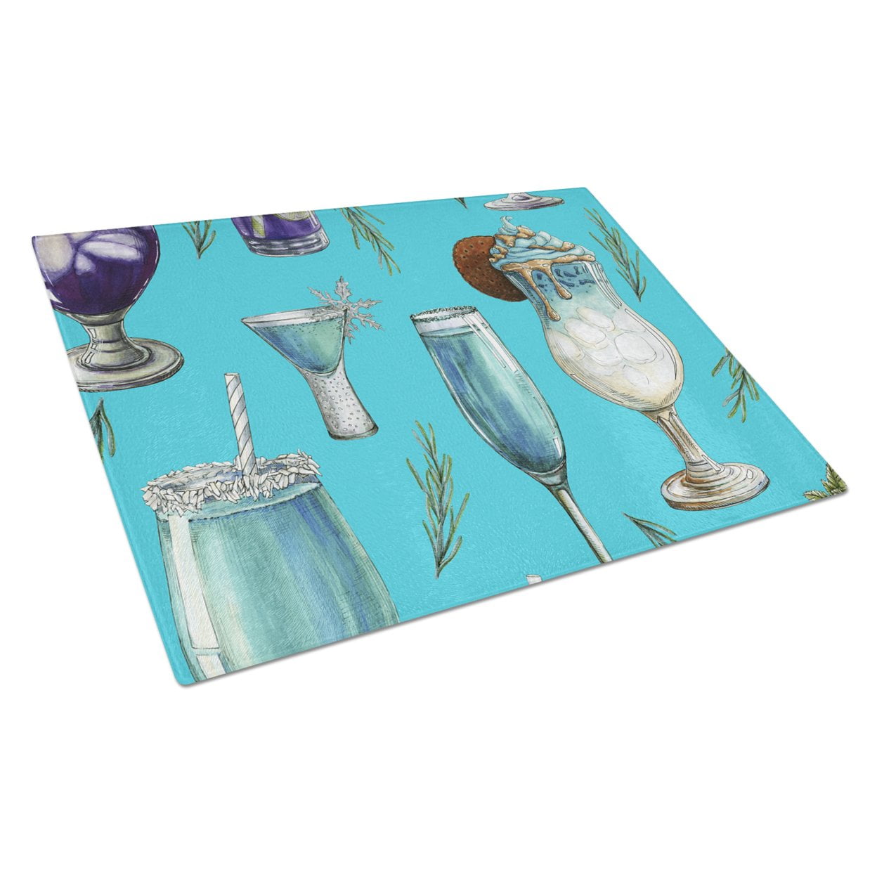 Caroline's Treasures Drinks and Cocktails Blue Glass Cutting Board Large