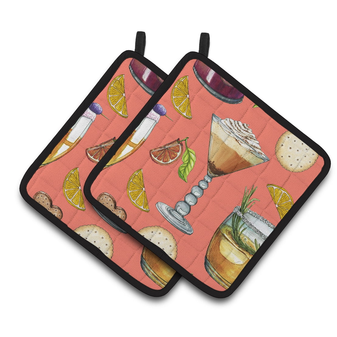 Caroline's Treasures Drinks and Cocktails Salmon Pair of Pot Holders