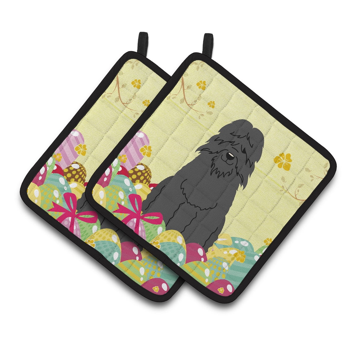 Caroline's Treasures Easter Bouvier des Flandres Pair of Pot Holders