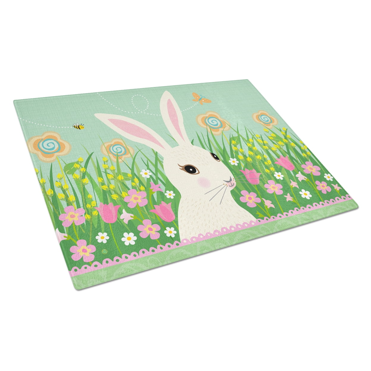 Caroline's Treasures Easter Bunny Rabbit Glass Cutting Board Large