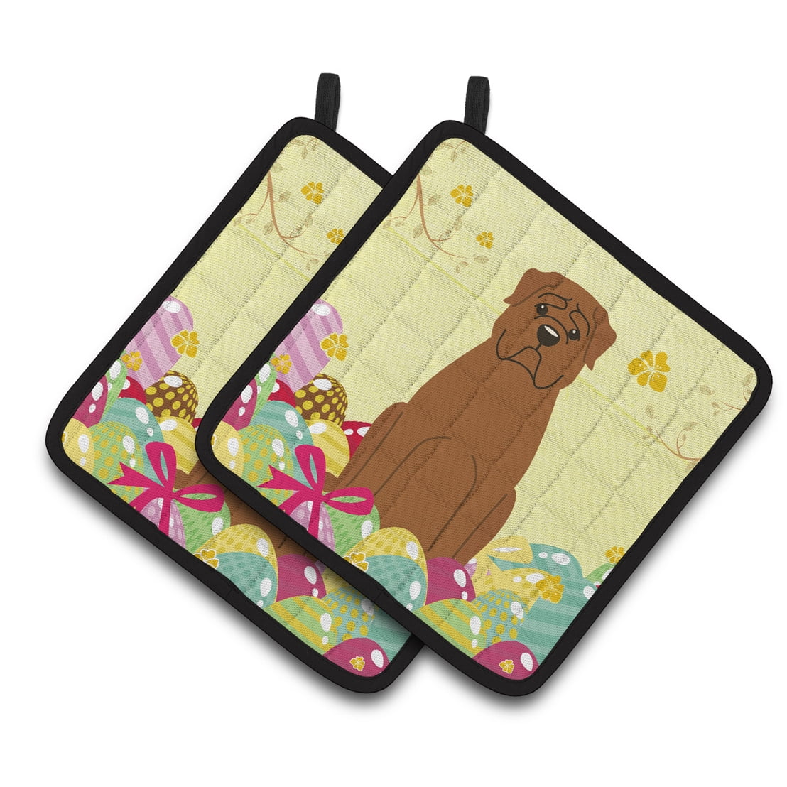 Easter Eggs Dogue de Bourdeaux Pair of Pot Holders