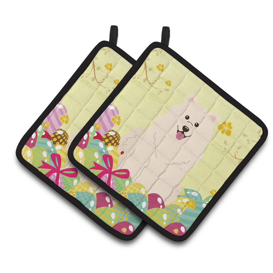 Caroline's Treasures Easter Eggs Samoyed Pair of Pot Holders