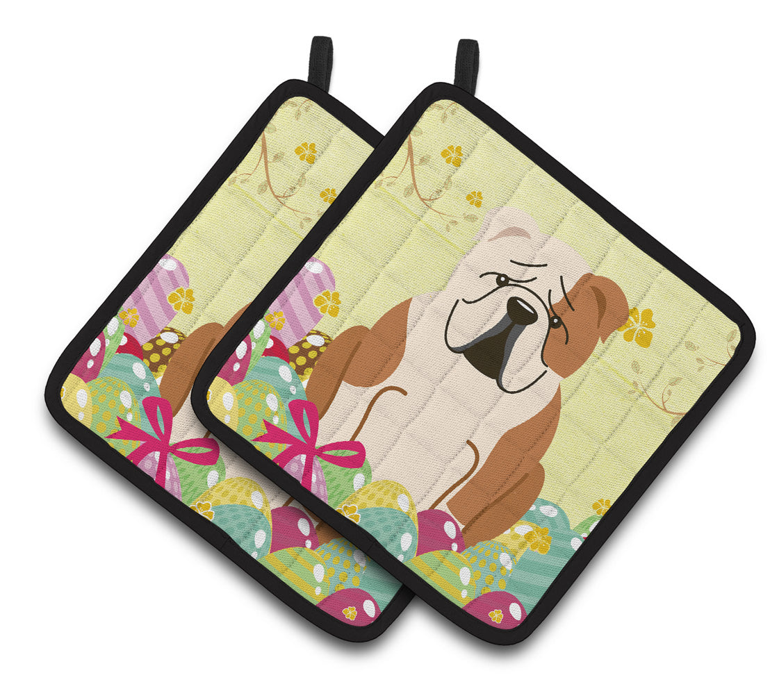 Caroline's Treasures Easter English Bulldog Fawn Pair of Pot Holders