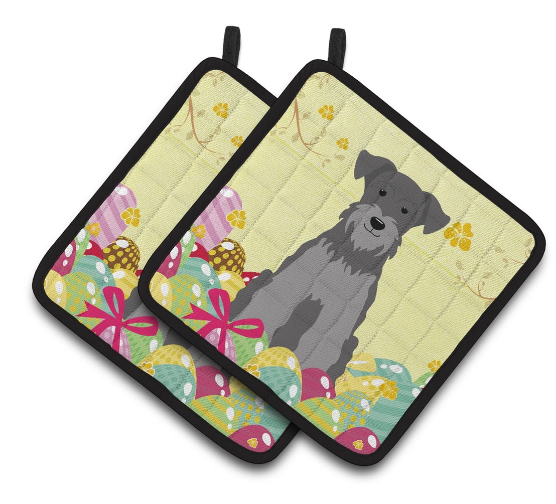 Caroline's Treasures Easter Miniature Schanuzer Pair of Pot Holders