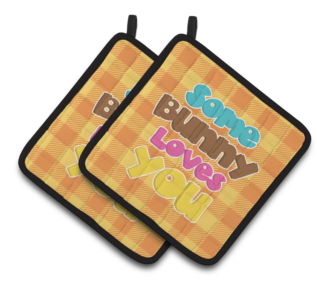 Easter Some Bunny Loves You Pair of Pot Holders
