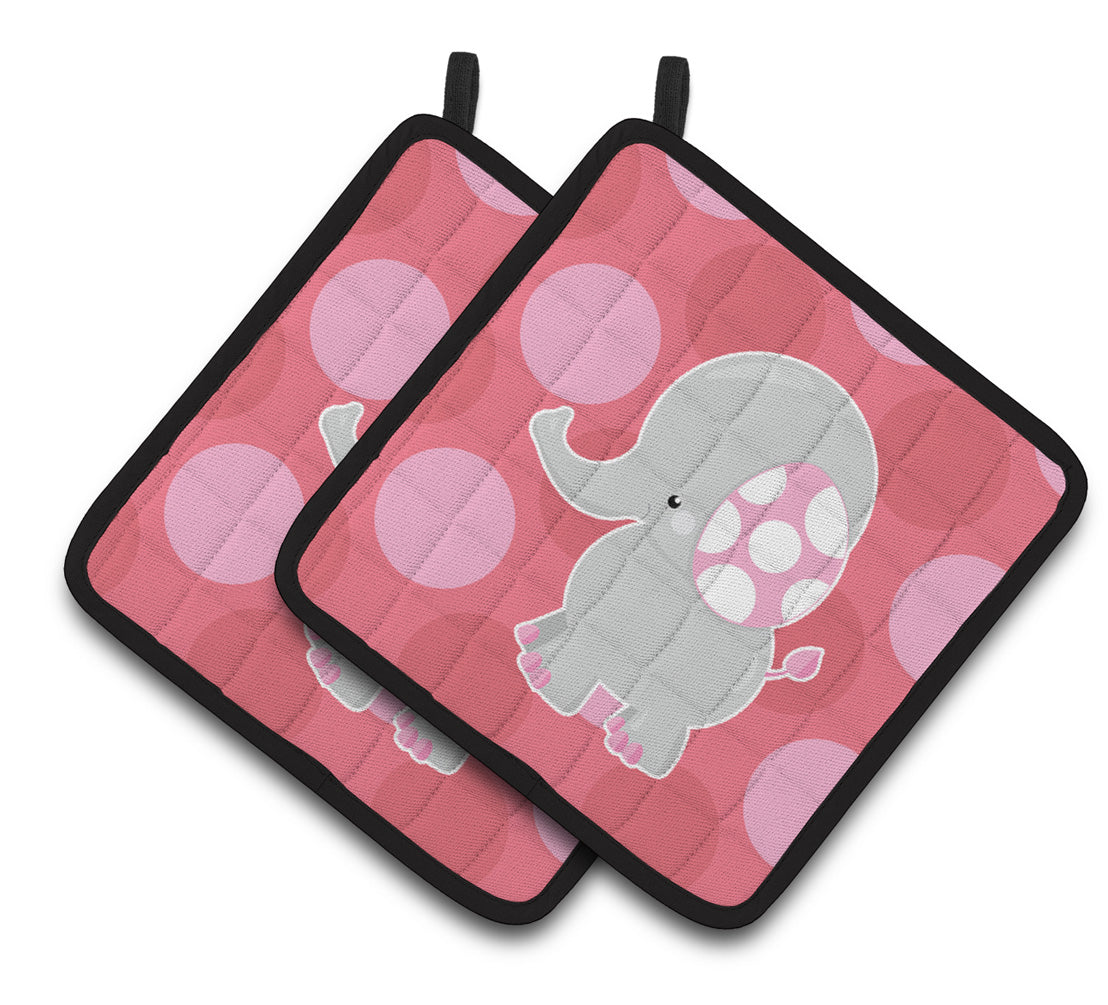 Caroline's Treasures Elephant Big Polkadots Pair of Pot Holders