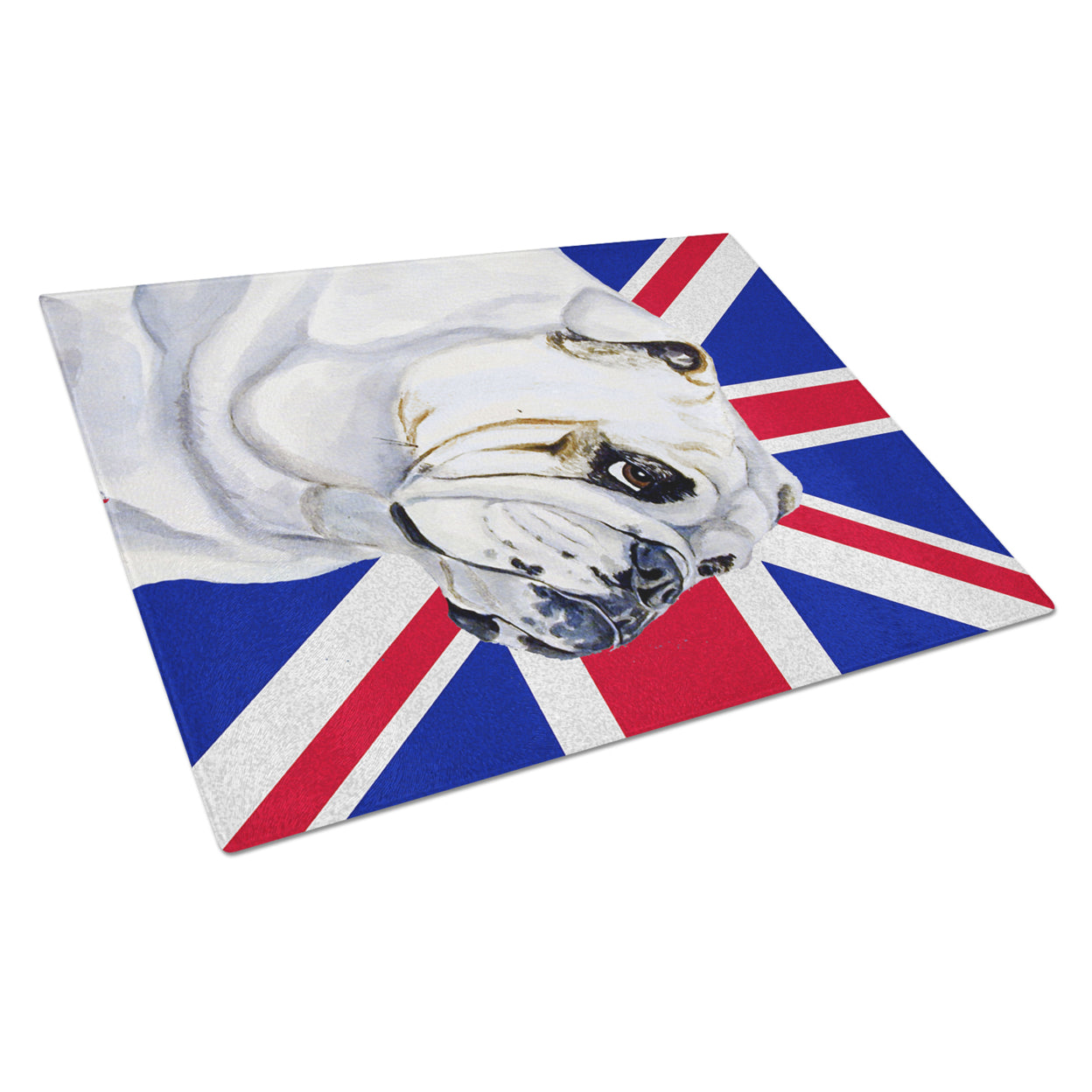 Caroline's Treasures English Bulldog with English Union Jack British Flag Glass Cutting Board Large Size