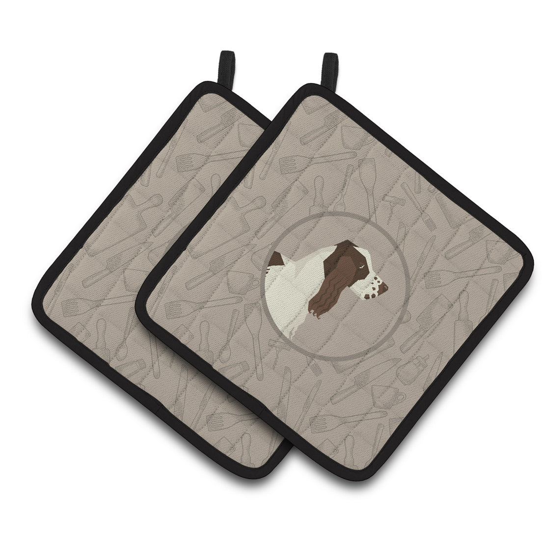 English Springer Spaniel In the Kitchen Pair of Pot Holders