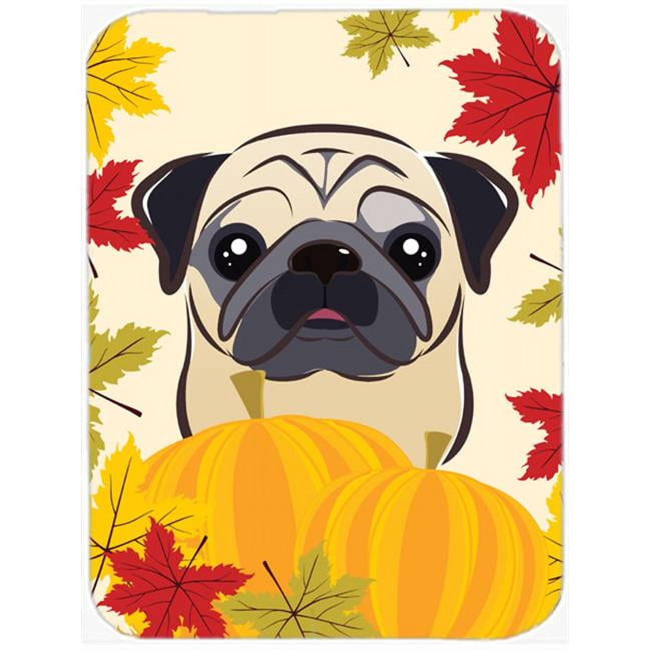 Caroline's Treasures Fawn Pug Thanksgiving Glass Cutting Board Large