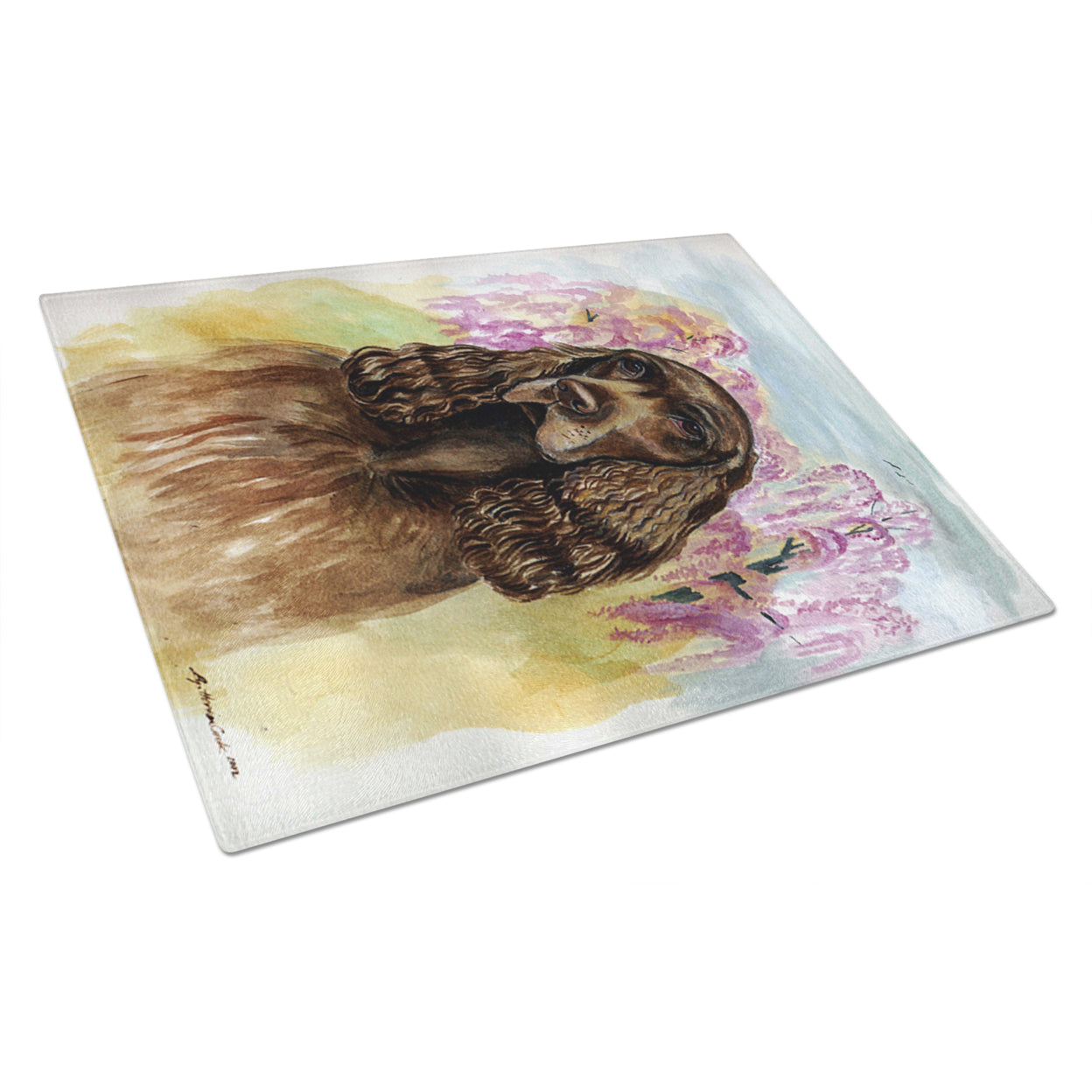 Caroline's Treasures Field Spaniel Glass Cutting Board Large