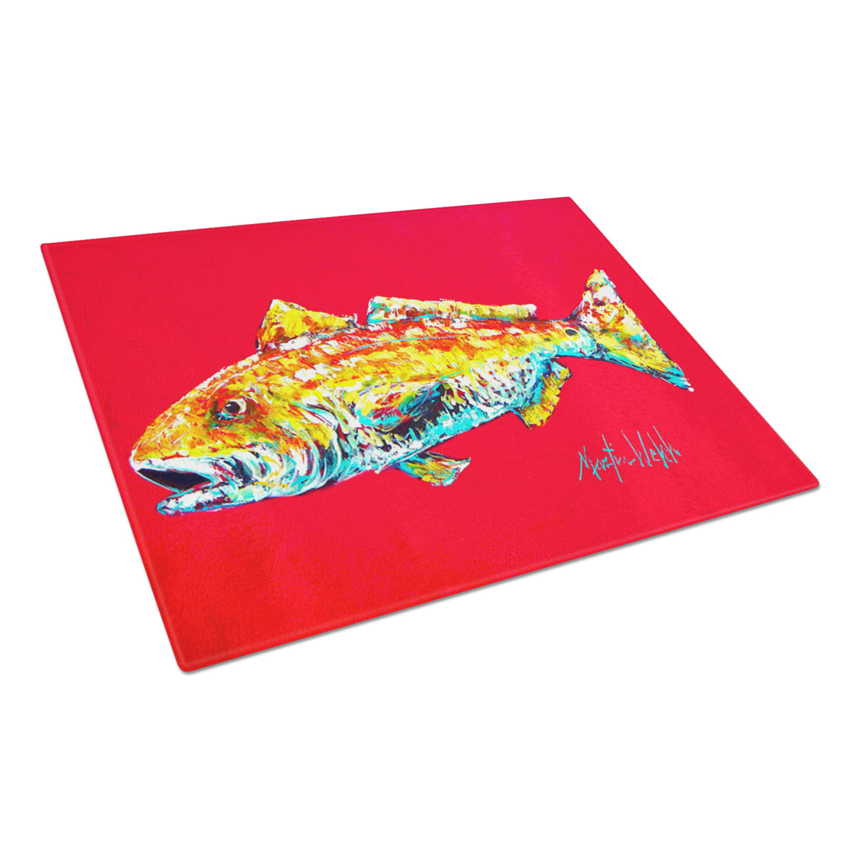 Caroline's Treasures Fish - Red Fish Alphonzo Glass Cutting Board Large