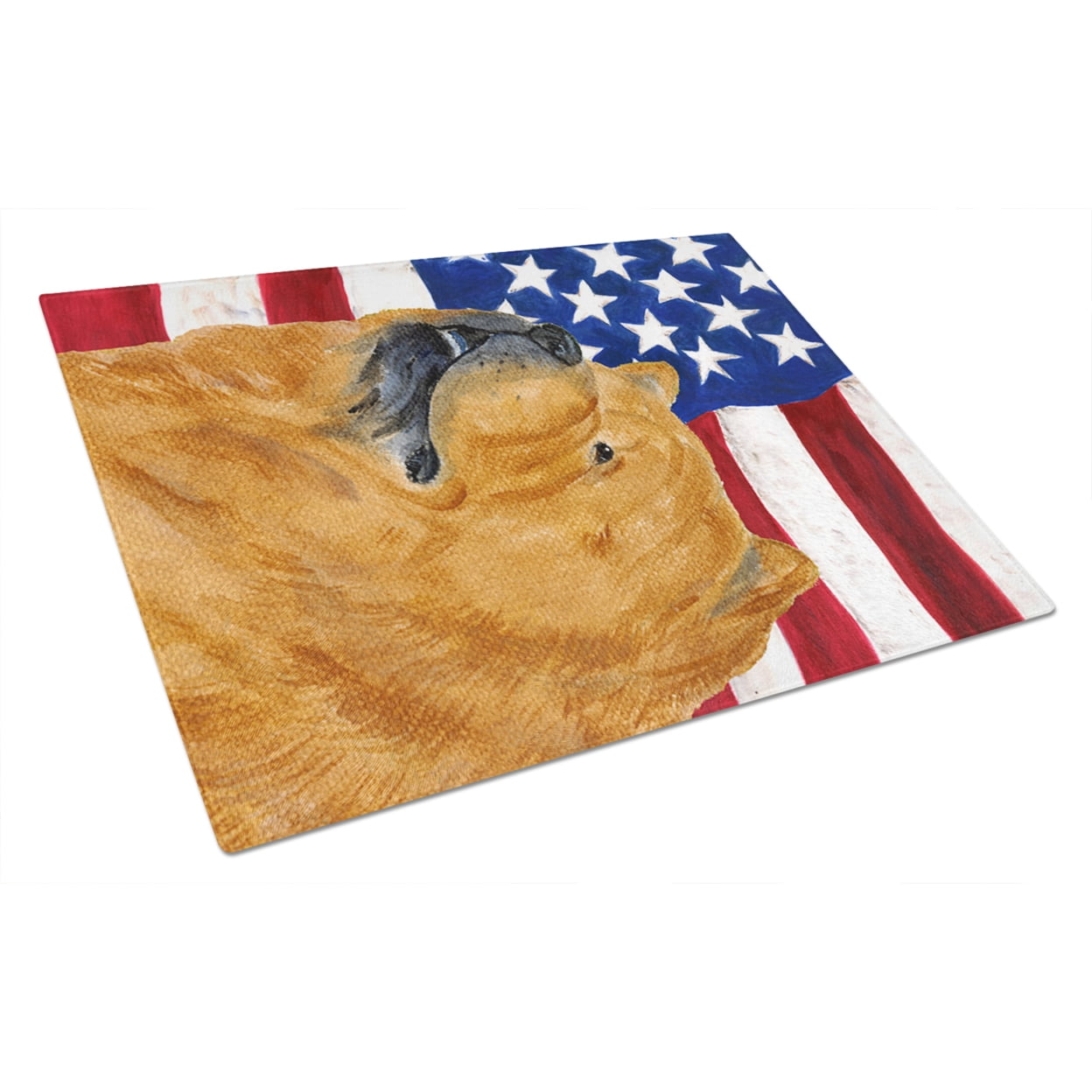 Caroline's Treasures Flag with Chow Chow Glass Cutting Board Large