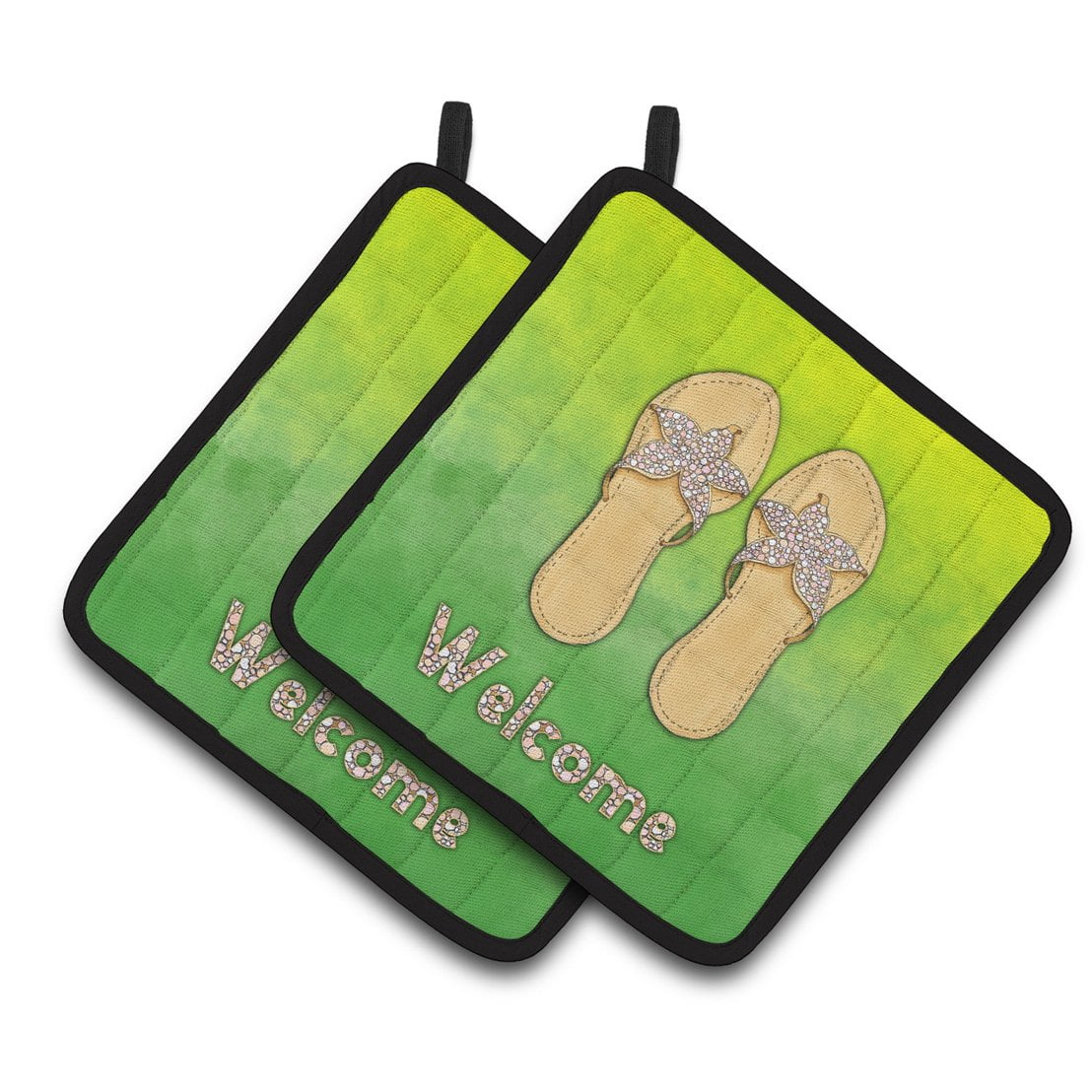 Caroline's Treasures Flip Flops Welcome Pair of Pot Holders