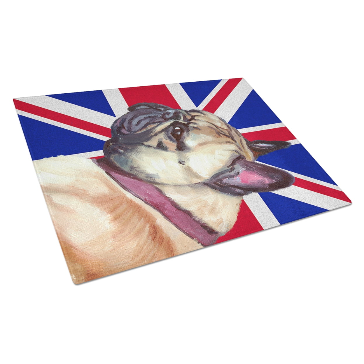 Caroline's Treasures French Bulldog Frenchie with English Union Jack British Flag Glass Cutting Board Large