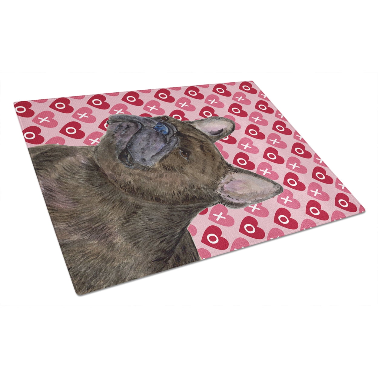 Caroline's Treasures French Bulldog Hearts Love and Valentine's Day Glass Cutting Board Large