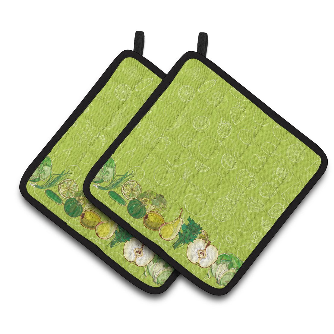 Caroline's Treasures Fruits and Vegetables in Green Pair of Pot Holders
