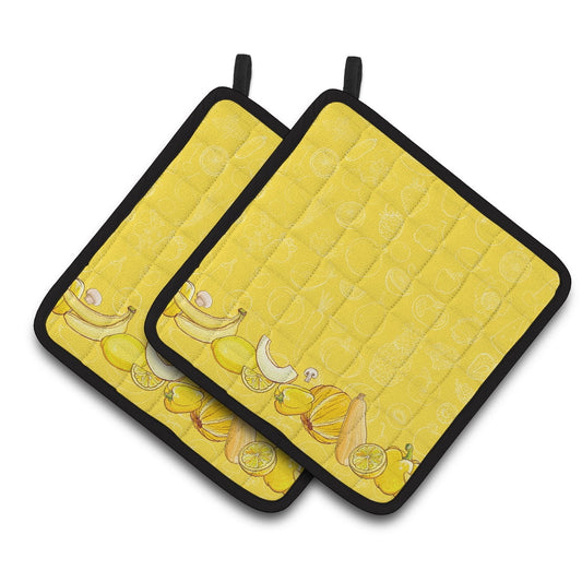 Caroline's Treasures Fruits and Vegetables in Yellow Pair of Pot Holders