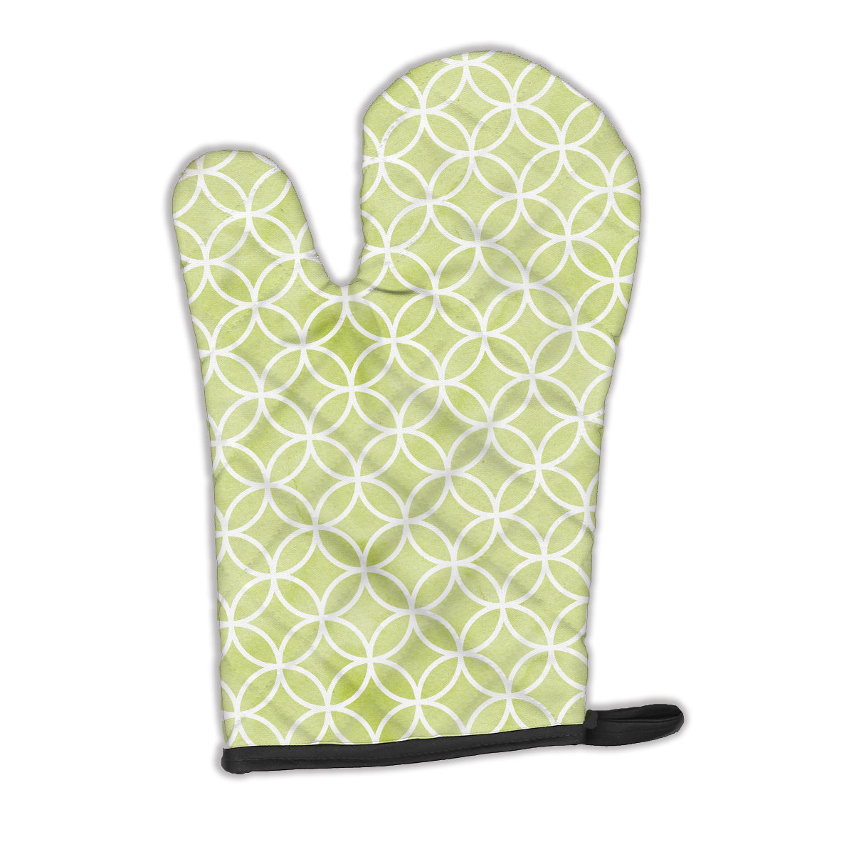 Gemoetric Circles on Green Watercolor Oven Mitt