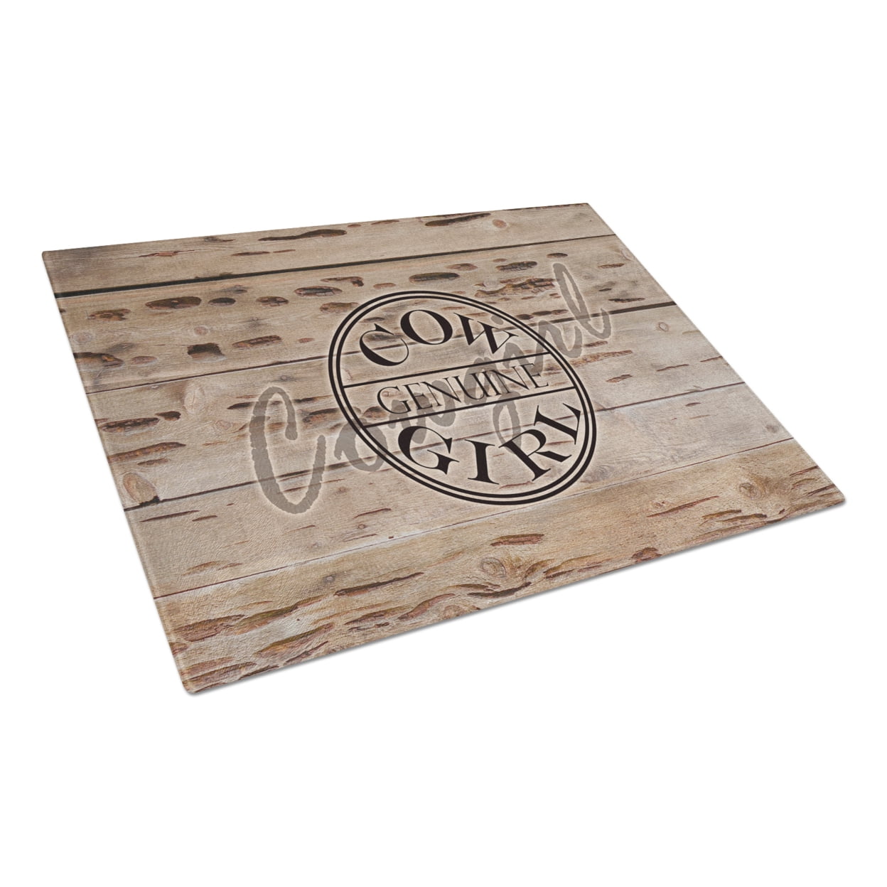 Caroline's Treasures Genuine Cow Girl Branded Glass Cutting Board Large Size