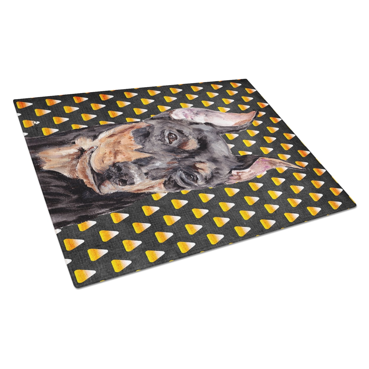 Caroline's Treasures German Pinscher Candy Corn Halloween Glass Cutting Board Large Size