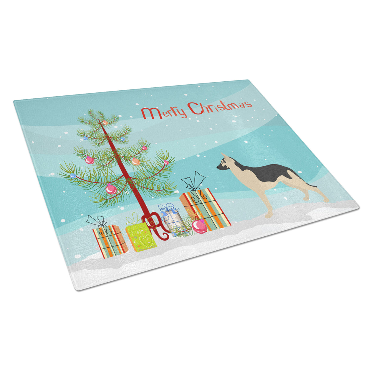 Caroline's Treasures German Shepherd Christmas Glass Cutting Board Large