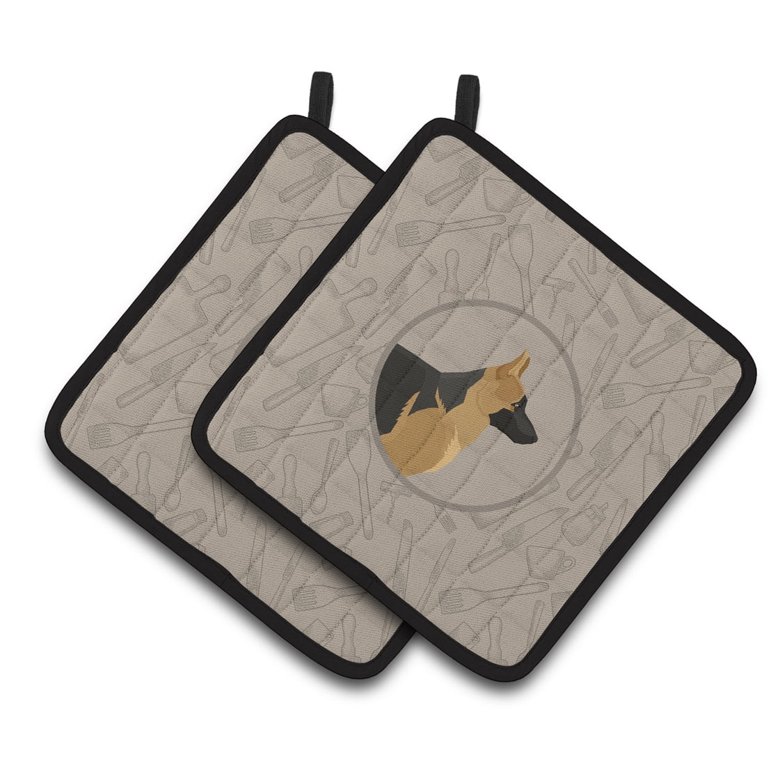 German Shepherd In the Kitchen Pair of Pot Holders